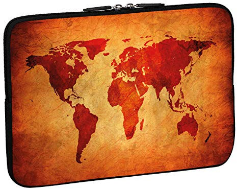 PEDEA Design Schutzhülle Notebook Tasche bis 17,3 Zoll (43,9cm), Brown Global Map