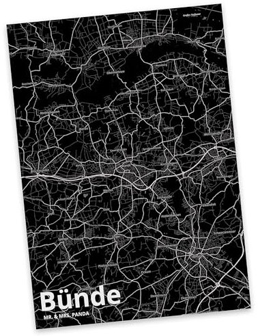 Mr. & Mrs. Panda Postkarte Bünde - Geschenk, Ansichtskarten, Einladung, Ort, Stadt Dorf Karte Landkarte Map Stadtplan, Städte, Stadt, Dorf,