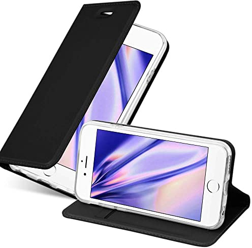 Cadorabo Hülle kompatibel mit Apple iPhone 6 Plus / 6S Plus aus Kunst Leder Flip Klappbare Magnetische [Standfunktion] [Kartenfächern] Cover Hülle für iPhone 6 Plus / 6S Plus Tasche in Schwarz