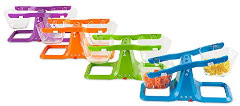 Learning Resources Stapelbares Schalenwaagen-Set mit 4 Stück, Doppel-Schalenwaage für Flüssigkeiten und Feststoffe, einfache Montage, Kinderwaage, platzsparender Aufbewahrungssockel