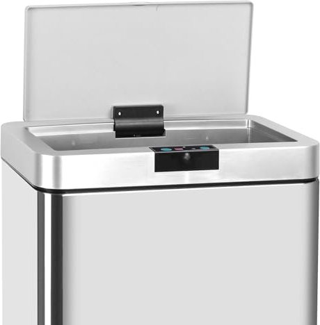 KITCHEN MOVE Couvercle de Poubelle Automatique rectangulaire modèle Daytona 60L Chrome 42,3 x 27 x H 8 cm