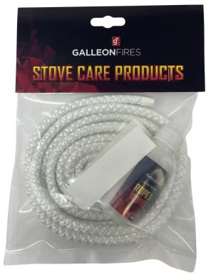 8mm Stove Rope White 2M & Glue,Rope Kit for Stove Door Seal with Large 50ml Glue & Tape - Heat Resistant Rope 8mm x 2M