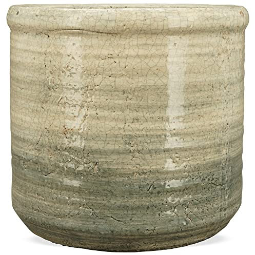 matches21 – Maceta de barro terracota para jardín, color beige/gris, 1 unidad, diámetro 21 x 18,5 cm
