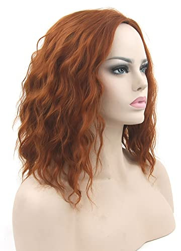 IMISSU Kurz Afro Lockiges Haar Perücken Cosplay Perücke Halloween Kostüm Party Kopfbedeckung für Frauen (Orange)