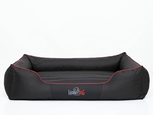 Bjird Hundebett - Hundekorb für kleine mittelgroße & große Hunde - Hundekissen - Hundesofa - Bezug abnehmbar und waschbar - Comfort - Größe: M - Schwarz mit Rot