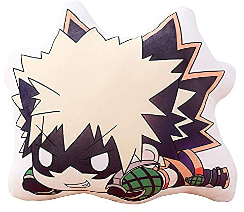 Puruuige My Hero Academia Plüschkissen, doppelseitig, bedruckt, 3D-Druck, Plüsch-Stofftier-Figuren, Katsuki Bakugo, gefüllt, weiches Kissen, Anime, Cartoon, MHA Plüschkissen