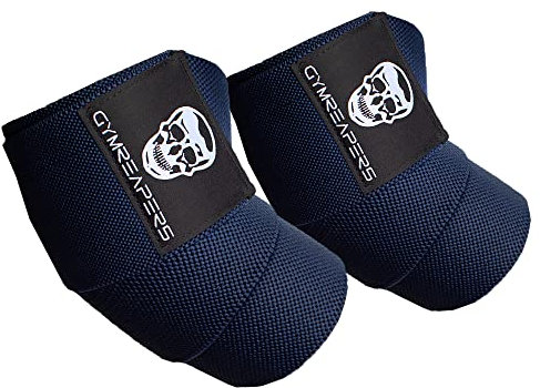 Gymreapers Gewichtheben, Ellenbogenbandage, flexibel, 101,6 cm, Ellenbogen-Kompressionsriemen und Gelenkbandage, für Bankdrücken, Powerlifting und Drücken (Marineblau)