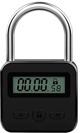 für Metall-Zeitsperre, 99 Stunden max. Timing-Schloss mit LCD-Display, multifunktional, für Reisen, elektronischer Timer, wiederaufladbar, Sicherheits-Vorhängeschloss