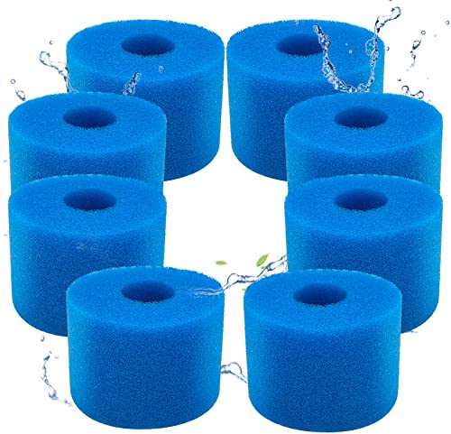ZFTCN Lot de 8 filtres de Piscine en Mousse Filtre pour Intex Type S1 - Filtre en Mousse pour Spa, Piscine - Réutilisables et lavables - Éponge de Filtration de Type S1（8 pièces）