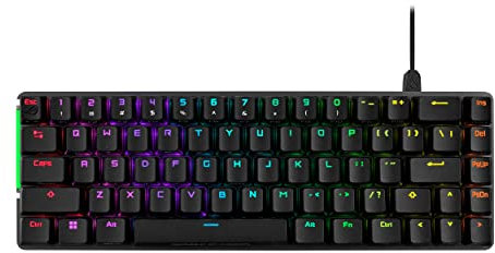 ASUS ROG Falchion Ace 65% RGB Gaming Mechanical Keyboard, Lubed ROG NX Red Switches & Switch Stabilizers, Sound-Dampening Foam, PBT Keycaps, Wired with KVM, Three Angles, Cover Case-Black, UK Layout