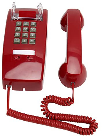 Retro-Wandtelefon Im Alten Stil, Wasserdichtes Schnurgebundenes Festnetztelefon mit Hörer-Lautstärkeregler, Vintage-Wandtelefon für Zuhause, Hotel, Schule und Büro - Rot