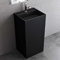 doporro Lavabo a Colonna Per Bagno Lavabo Freestanding da Terra Lavandino Monoblocco a Pavimento 50x42x90 cm Nero, Lavabo Autoportante in Marmo Resina con Foro Rubinetto e Troppopieno Colossum34