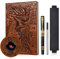 DND Dragon Notizbuch 3D geprägtes Ledertagebuch A5 Antigue Reisetagebuch mit Pen&Pen Sleeve,D&D Daily Diary Lined Writing Notebook(Rotdragon）