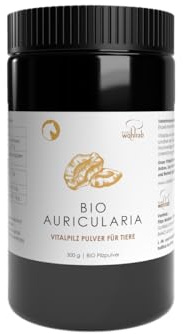 Pilze Wohlrab - Bio Auricularia Pulver für Tiere, 300 g Reines Mu Err Pilze Pulver mikrofein, Höchste Bio-Qualität, 1 Dose - Vitalpilze Pulver - Dosierung für Tiere