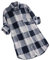 TDEOK Camicia oversize da donna a quadri, in cotone, a maniche lunghe, vintage, a quadretti, con bottoni, per l'estate e l'autunno, in lino, Blu, L