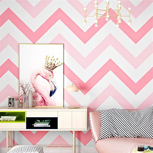 SAIMEYI Modern Minimalist Wallpaper Striped Wallpaper Yellow Black Pink Blue Wallpaper 0.53m x 10m = 5.3m2/roll For Kids Room Bedroom Living Room TV Background (Pink)
