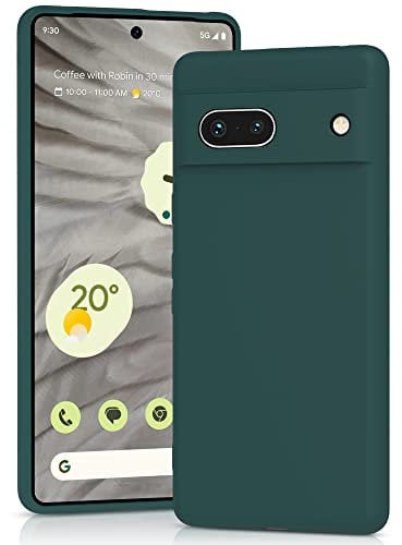 YATWIN Silicone Case for Google Pixel 7A 5G, Soft-Touch, Shockproof, DustProof, Antiskid Full Body Armour Phone Cover for Google Pixel 7A 5G - Dark Green