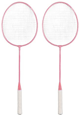 Badminton Set,2 Stück/Set Badmintonschläger Iron Alloy mit 3 Federbällen,Badmintoneimer und Schlägertasche für Anfänger Student Training,Pink K1134