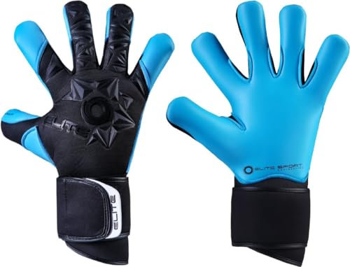 Elite - Torwarthandschuhe Neo Revolution II 11 Schwarz/Aqua, 3D-Design, 4mm Latex, Verstärkter Rückenschaum