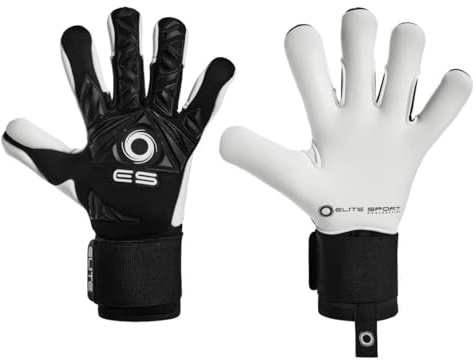 Elite - Torwarthandschuhe Neo Revolution II 8 Schwarz/Weiß, 3D-Design, 4mm Latex, Verstärkter Rückenschaum