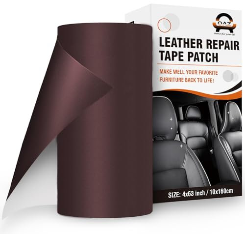 OAZ Leder Reparatur Patch, 10x160cm Lederflicken Selbstklebend Leder Reparatur Patch, für Möbel, Sofas, Autositze, Handtaschen, Jacken, Leder Renovierung, Dunkelbraun