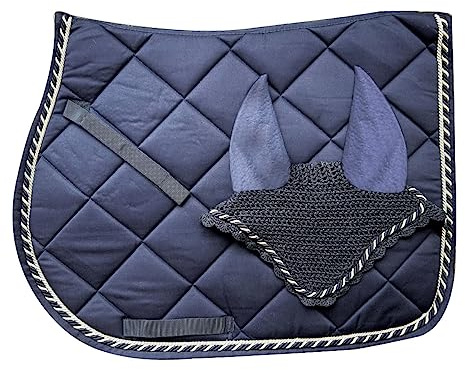 Horses Satteldecke + Mütze Regent Blau Full, Stil und Komfort für Ihr Pferd von Tosoni Selleria