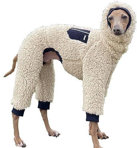D Doggy Star Italienischer Windhund-Pullover, Rollkragen-Outfit, warmer Fleece-Einteiler, Kleidung für Hundemantel, Größe S, Marineblau