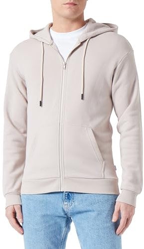 JACK & JONES Mens Jjebradley Zip Hood Noos Sweatshirt, Moonbeam, M UK