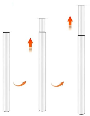 Toemics 1 Pcs Breakfast Bar Legs 710-1100mm Height Adjustable Table Leg Metal Kitchen Worktop Leg Furniture DIY Dining Table Legs with 60mm Diameter White