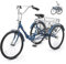 Viribus Folding Adult Tricycle, 24 Inch 3 Wheel Bike with Large Detachable Basket, 7 Speed Low Step-Through Tricycle for Men Women Seniors, Adult Trike Bike for Shopping Picnic Beach, Midnight Blue