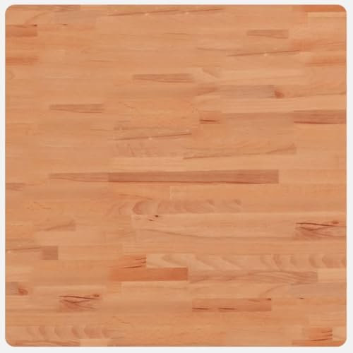 vidaXL Tischplatte, Quadratisch Holzplatte mit 4 abgerundeten Ecken, Holztischplatte Ersatzplatte für Couchtisch, Massivholztischplatte Platte, 70x70x4 cm Massivholz Buche