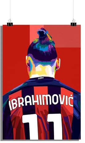 25 Artstreet Zlatan Ibrahimovicposter | Ac Milan | Fußballlegende | Sport-Wand-Dekor | Fußball-Ikone | Abstrakte Kunst (50x70)