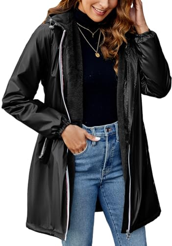 Geschallino Cappotto Leggero Lungo da Donna Foderato in Sherpa Capispalla Invernale Caldo con Cappuccio Giacca