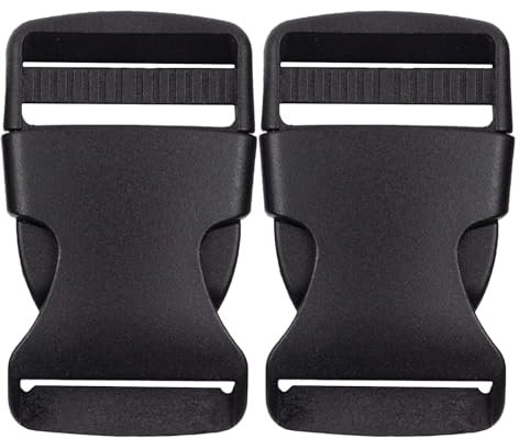 XIAOJING0 2 Pezzi Fibbia Zaino 32mm, Fibbia a Scatto Doppie Regolabile, Ricambi Chiusura Zaini, Zaino Fibbia di Ricambio per Zaino, Cucito, Borsoni, Accessori, No Cucito (Nero)