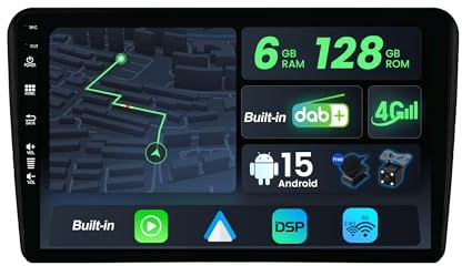 BXLIYER -Built-in DAB / 4G- 6G+128G - Android 15 Car Stereo For Audi A3 8P 8PA S3 RS3 (2003-2013) - Wireless Carplay/Android Auto - Camera + MIC - 9 Inch QLED 2 Din - Steering Wheel Fast-boot 360-CAM