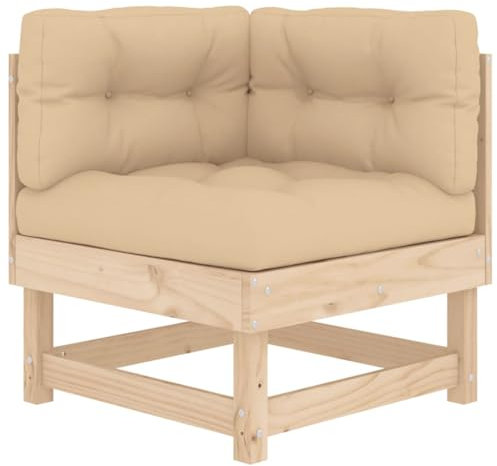 Gecheer Ecksofa mit Kissen Gartensofa Palettensofa Gartenmöbel Einzelsofa Loungesessel Sitzmöbel Sofa Lounge Gartensessel Sessel Terrasse Sofa-Eckteil Holzsofa Innen Außen Massives Kiefernholz