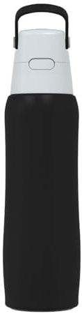 DAFI Solid Steel Trinkflasche mit Filter 800ml, Schwarz - Wasserflasche mit Strohhalm aus Edelstahl, BPA-frei, Wasserfilterflasche hergestellt in der EU - Water Bottle, Wasserfilter Flasche