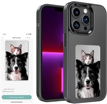 XCOOL InkPlay E-Ink Screen Smart Case, DIY Wireless NFC Photo Display, Custom Protective Case for iPhone 13 Pro, Black