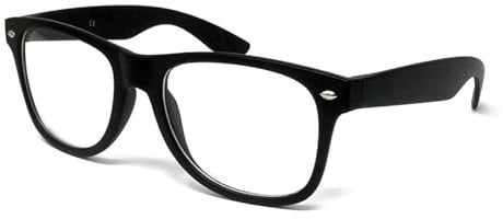 WS UK Adults Clear Lens Glasses - Unisex with UV400 Protection (Matte Black)