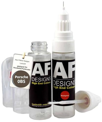 Alex Flittner Designs Lackstift kompatibel mit Porsche 0B5 Felgen Platinum Silber Metallic + Klarlack Tufplack