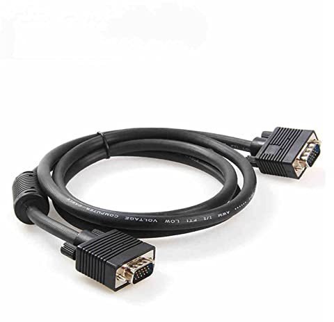EVURU 1 pièce 2 mètres Pc Moniteur d'ordinateur mâle à mâle 15 Broches VGA M/m Cordon de câble Noir Compatible with PC TV, SVGA analogique 1920 x 1080p