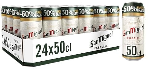 San Miguel Especial Dose Overfill + 50 Prozent Gratis DPG Bierpaket, EINWEG (24 x 0.5 l)