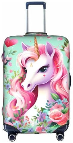 XZDCAL Housse de valise licorne rose. La housse ne comprend pas la valise elle-même, blanc, L
