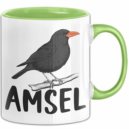 Amsel Vogel Tasse Geschenk Vogelbeobachter Ornithologe Biologe (Grün)