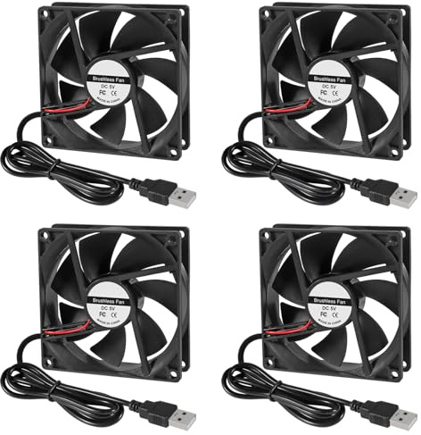 4 Stück DC 5 V 12025 Lüfter mit Kugellager, bürstenlos, 120 x 120 x 25 mm, USB-Computer-PC-Lüfter für Computergehäuse, Lüfter, CPU-Kühler, Heizkörper