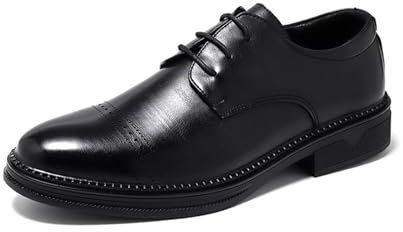 KYOESCAI Herren Anzugschuhe Klassischer Business Derby Brogue Oxford Hochzeit Schuhe Schnürhalbschuhe,Schwarz,39 EU
