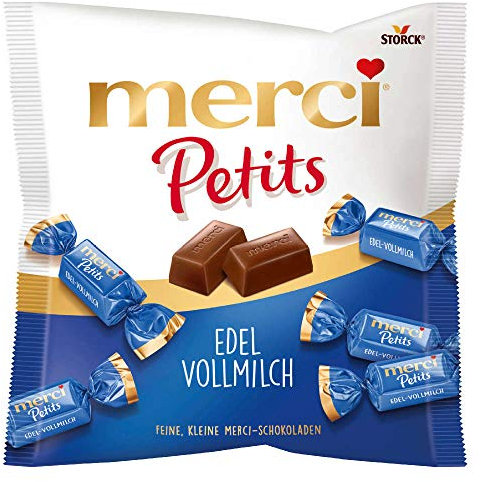 Edel Vollmilch 125g - Chocolats Merci Petits Carrés Fourrés Crème Pleine | Confiserie Allemande Haut de Gamme - Super Idée de cadeau - Compatible avec Merci Petits