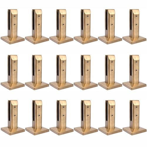 Generic Heavy Duty 316 Stainless Steel Glass Clamp Set, Durable Glass Railing Brackets, Suitable for Glass Thickness 3/10 to 1/2 inch, for Pool Fence Balustrade, Balcony,Gold 160mm high,18pcs