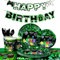 Video Game Party Supplies,For 16 Video Game Party Tableware Set Plates and Cups and Napkins Decorations Banner etc Green Birthday Supplies