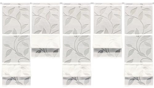 HOME WOHNIDEEN 91515 Magnetrollo RANA Ausbrenner Bambus, Rankenmotiv, stangendurchzug, Farbe:weiß, Größe:120 x 30 cm, Anzahl:5X